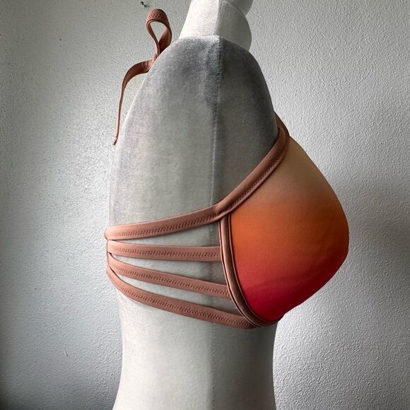 Shade & Shore Light Lift Halter Bikini Top Pink Orange SZ 38D - Picture 4 of 10